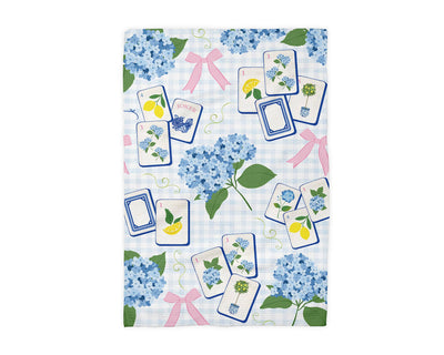 Mahjong Hydrangea Kitchen Towel Mahj Tile Decor Hostess Gift