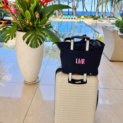Puffer Tote Bag PERSONALIZED with Suitcase Sleeve
