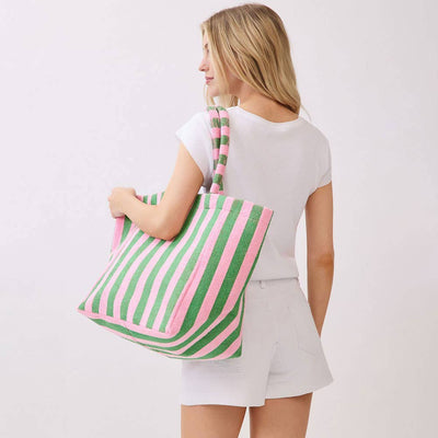 Striped Terry Tote Bag - Personalized