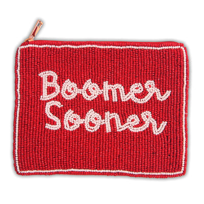 Hand Beaded Coin Pouch - Oklahoma Sooners