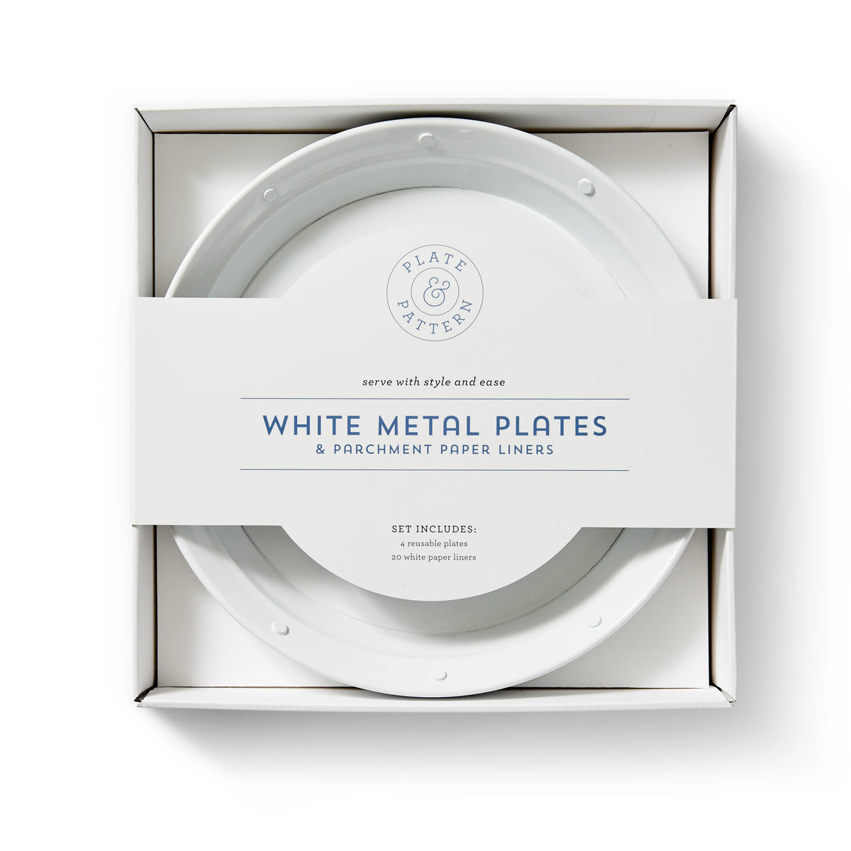 Plate and Pattern White Metal Plates
