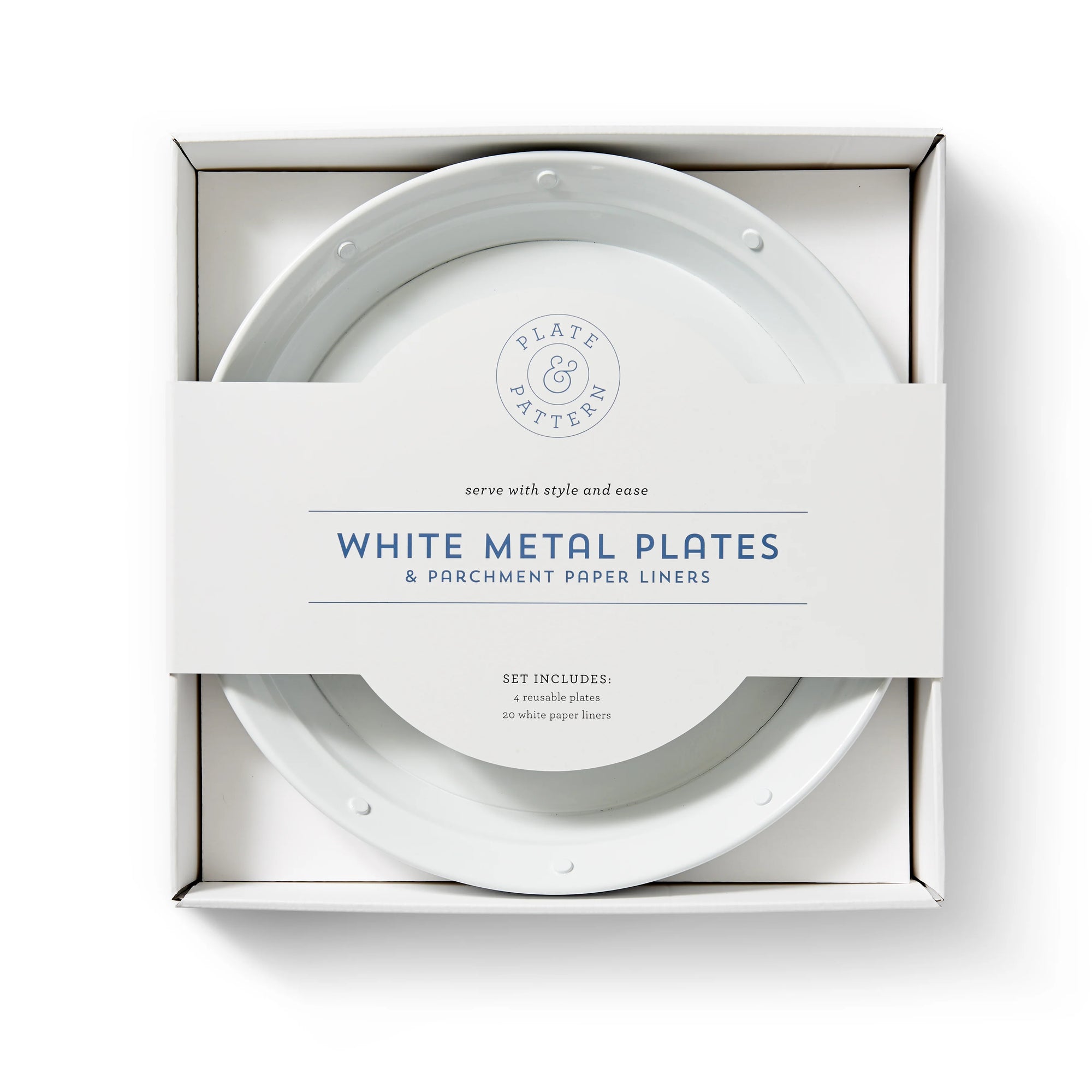 Plate and Pattern White Metal Plates