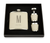 Faux Leather Wrapped Flask Gift Box Set- Sans Serif Monogram
