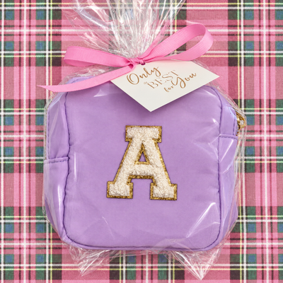 Mini Nylon Cosmetic Bag with Single Letter