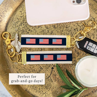 American Flag Color Block Keychain | Patriotic Keychain