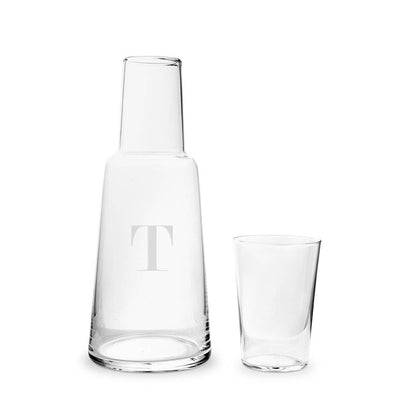 Water Carafe And Glass Set - Traditional Monogram