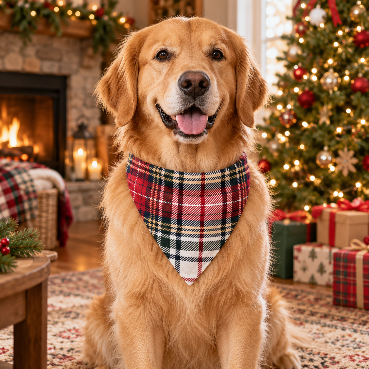 Plaid Dog Bandana - Large
