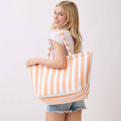 Striped Terry Tote Bag - Personalized