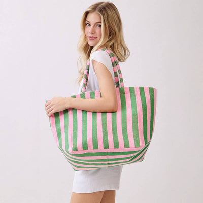 Striped Terry Tote Bag - Personalized