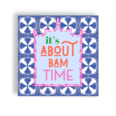 Mahjong "It's About Bam Time" Blue Tile 24ct Cocktail Napkin