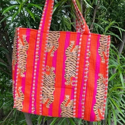 Tiger Print Bag - Hot Pink & Orange