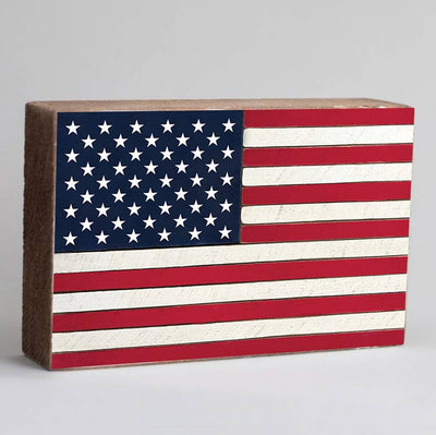 American Flag Block Sign | Patriotic Decor | Wooden Decor