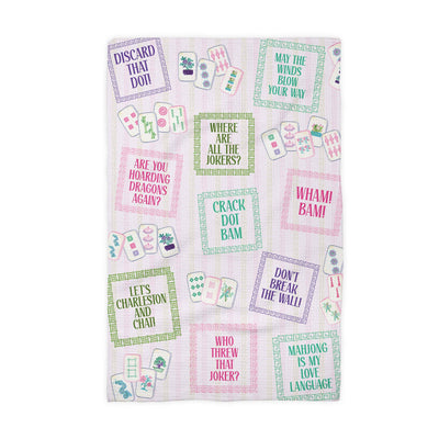 Mahjong Sayings Kitchen Towel Tile Game Decor Hostess Gift