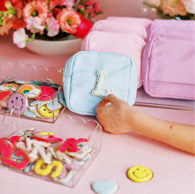 Mini Nylon Cosmetic Bag with Single Letter