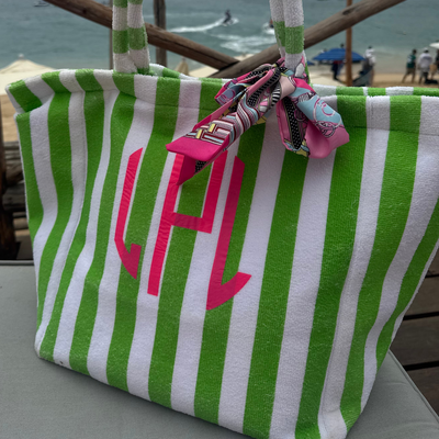 Striped Terry Tote Bag - Personalized