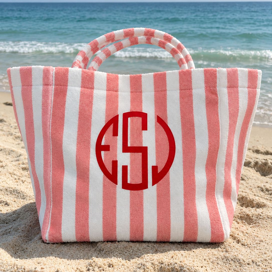 Striped Terry Tote Bag - Personalized