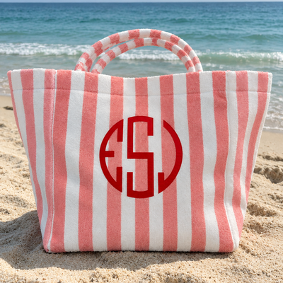 Striped Terry Tote Bag - Personalized