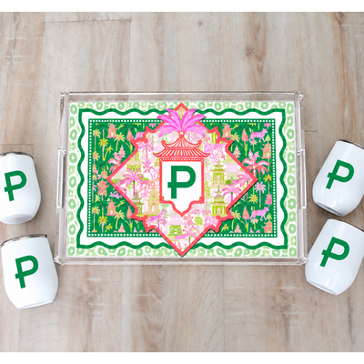 Lucite Serving Tray MAHJONG with Interchangeable Inserts - Personalized