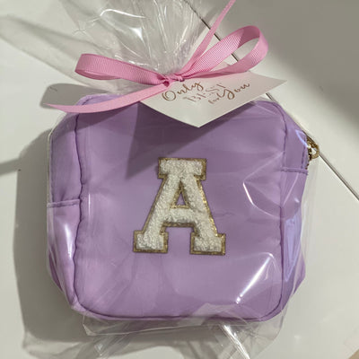 Mini Nylon Cosmetic Bag with Single Letter