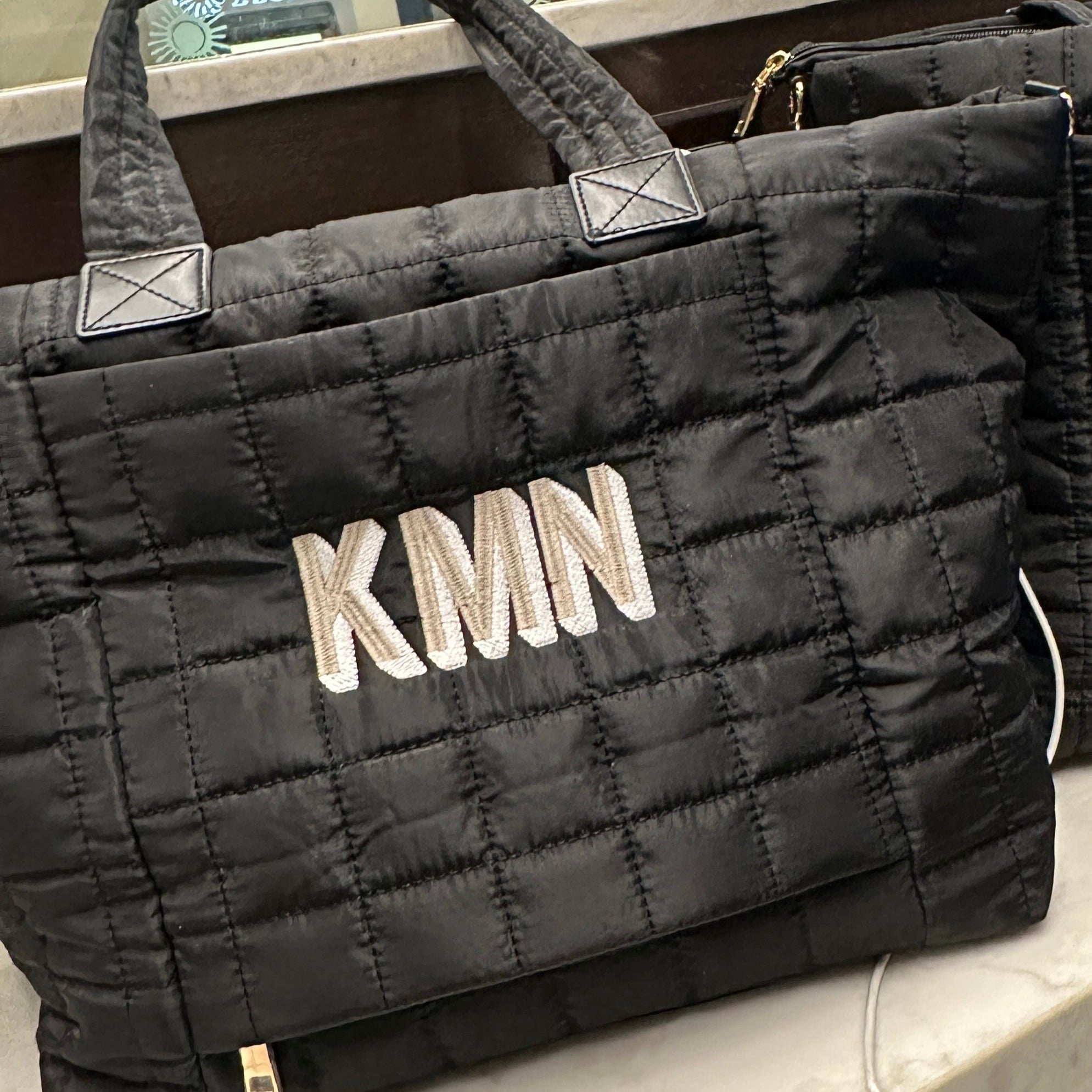 Puffer Tote Bag PERSONALIZED with Suitcase Sleeve - South Austin Lane