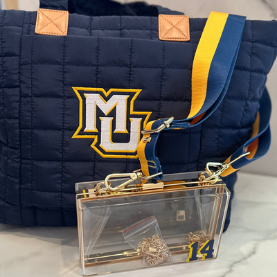 Puffer Tote Bag with Suitcase Sleeve - Marquette University