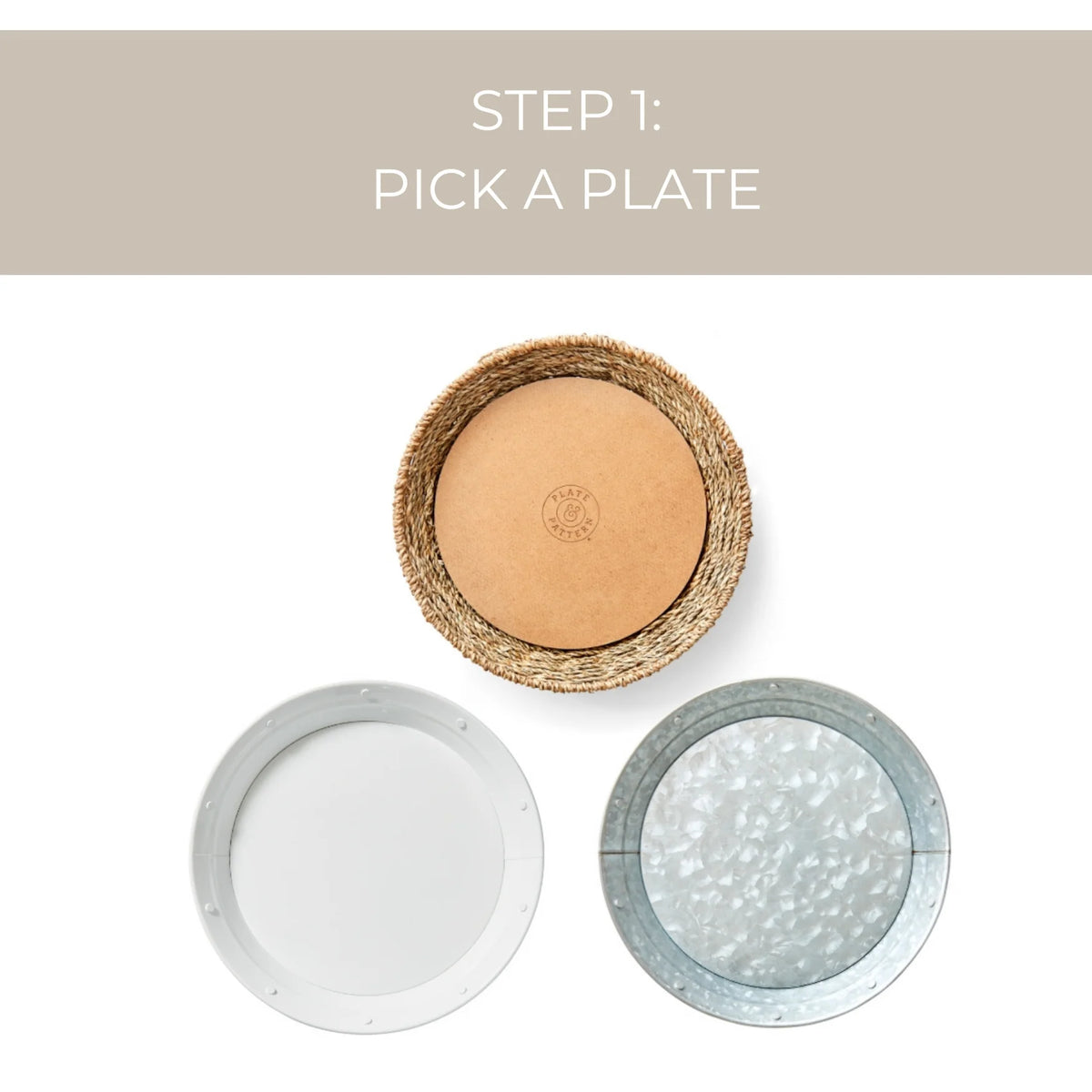 Plate and Pattern White Metal Plates