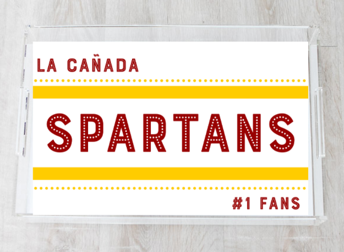 Lucite Serving Tray with Interchangeable Inserts - La Canada Spartans - LCHS