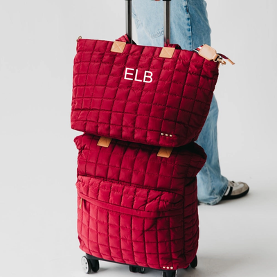 Personalized Puffer Tote Bag with Suitcase Sleeve - La Canada Spartans - LCHS