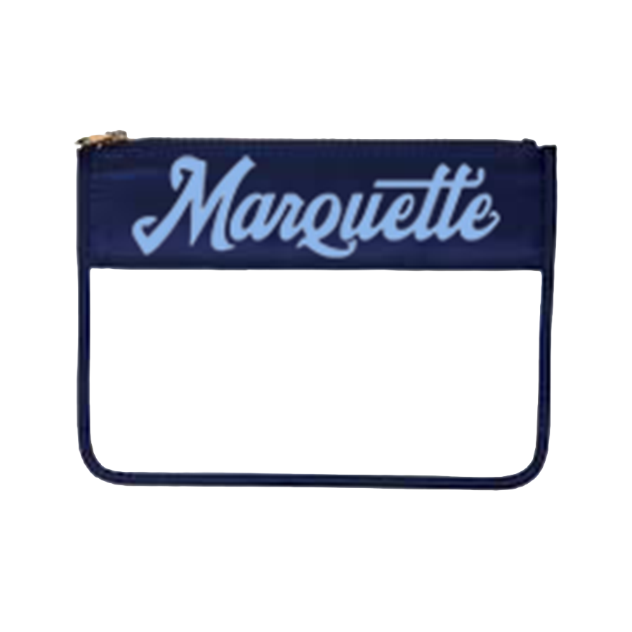Navy Clear Flat Zip Pouch - Marquette University