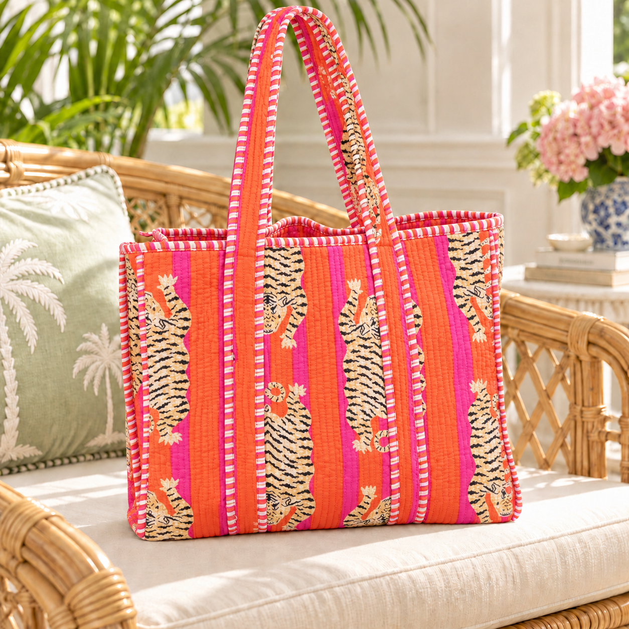 Tiger Print Bag - Hot Pink & Orange