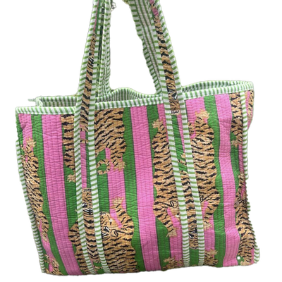 Tiger Print Bag - Pink and Green hi