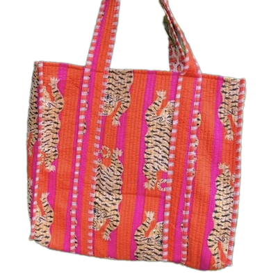 Tiger Print Bag - Hot Pink & Orange