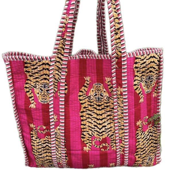 Tiger Print Bag - Hot Pink & Red