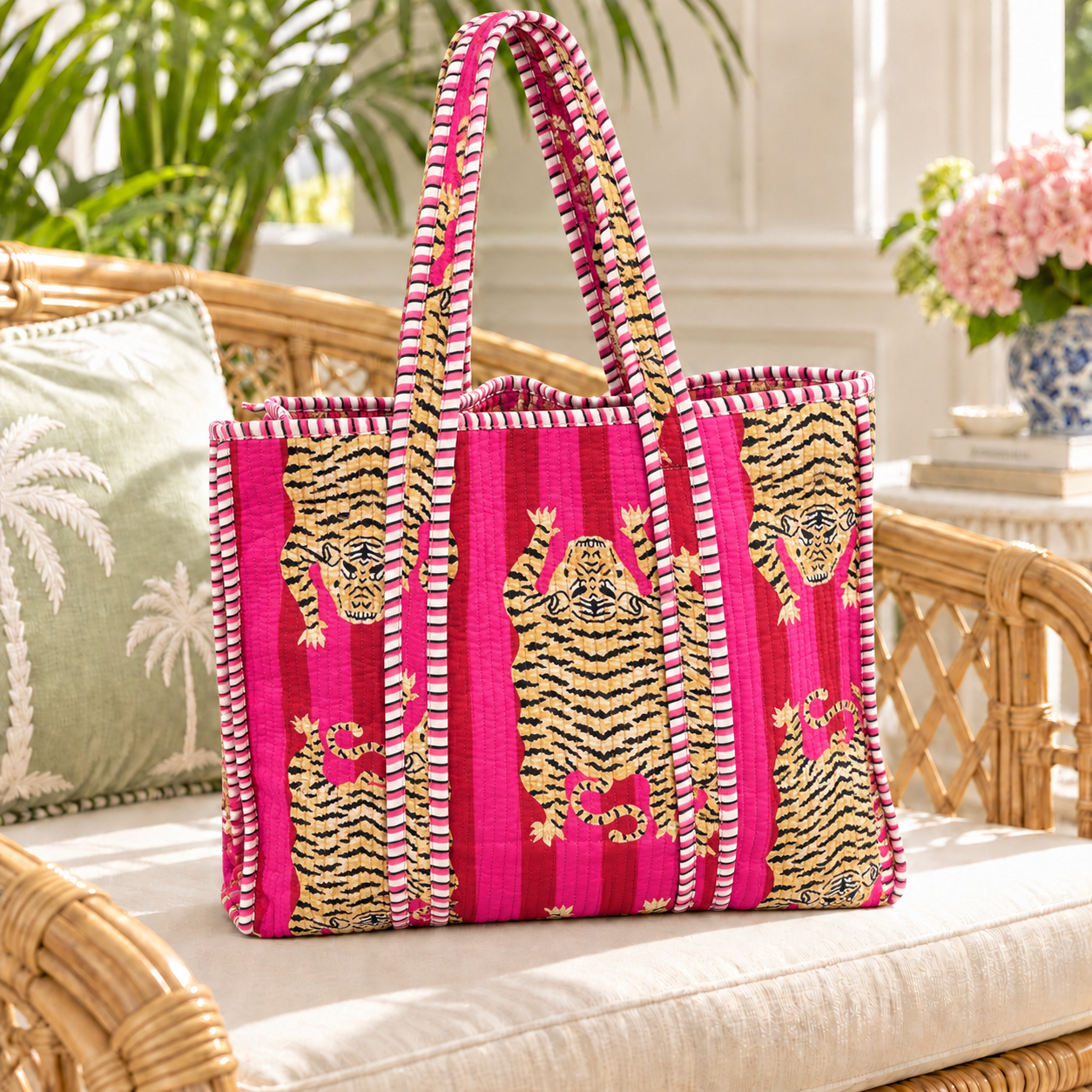Tiger Print Bag - Pink & Red
