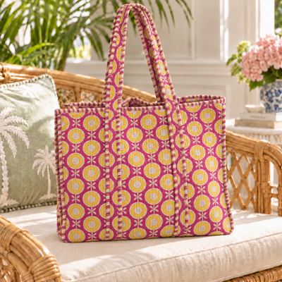 Quilted Tote Bag - Purple & Yellow