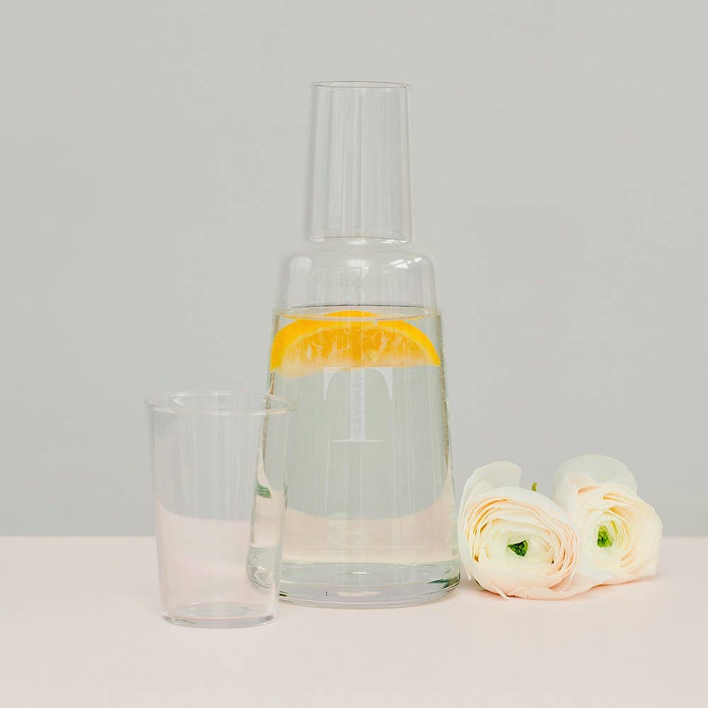Water Carafe And Glass Set - Traditional Monogram