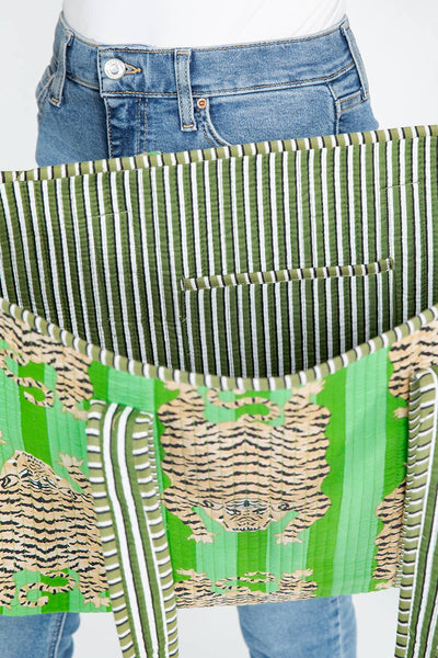 Tiger Handmade Reversible Tote Bag - Bright Green