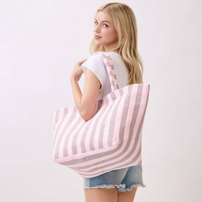 Striped Terry Tote Bag - Personalized