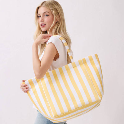 Striped Terry Tote Bag - Personalized