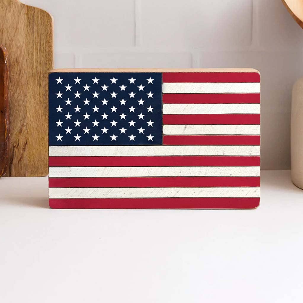 American Flag Block Sign | Patriotic Decor | Wooden Decor