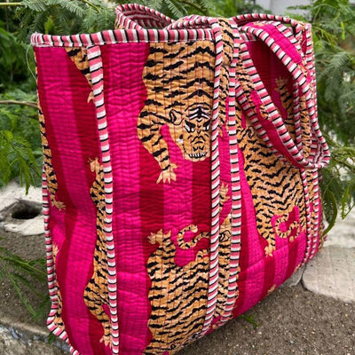 Tiger Print Bag - Pink & Red