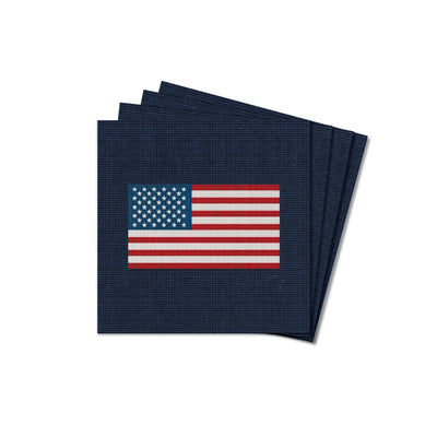 American Flag Needlepoint Coaster Set | Wooden Coasters