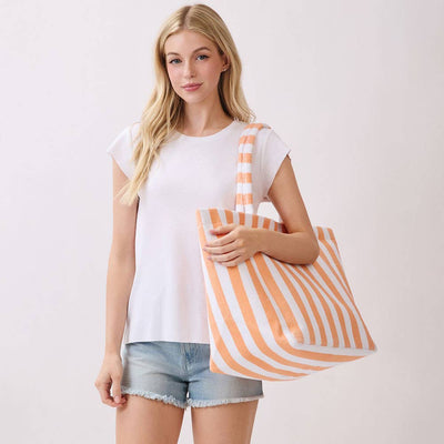 Striped Terry Tote Bag - Personalized