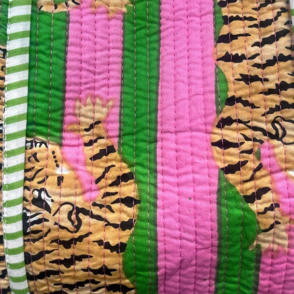 Tiger Print Bag - Pink and Green