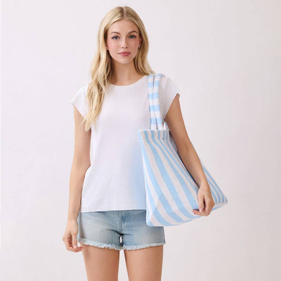 Striped Terry Tote Bag - Personalized