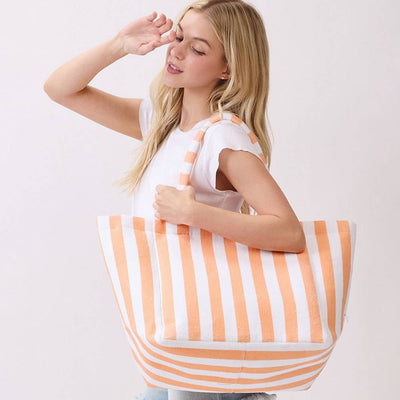 Striped Terry Tote Bag - Personalized