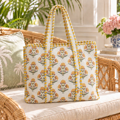 Quilted Tote Bag - Yellow