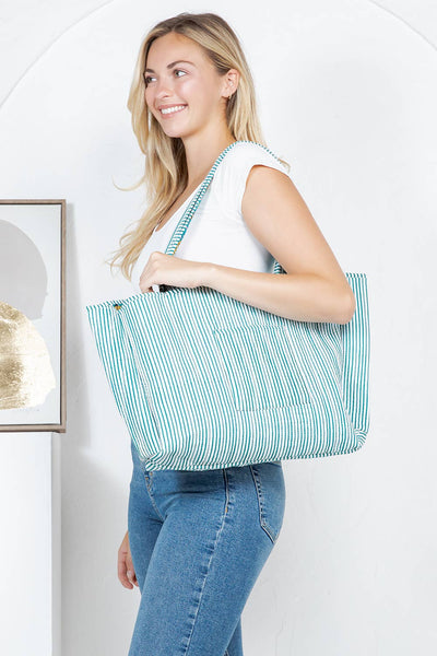 Reversible Quilted Cotton Tote Bag - Aqua Leopard