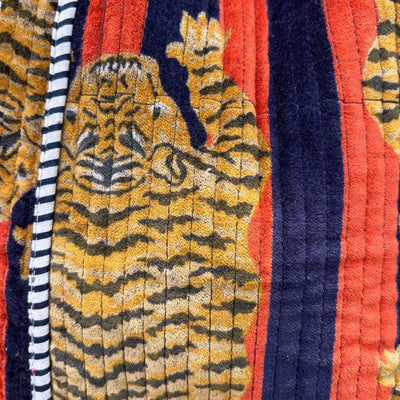 Tiger Print Bag - Navy & Orange