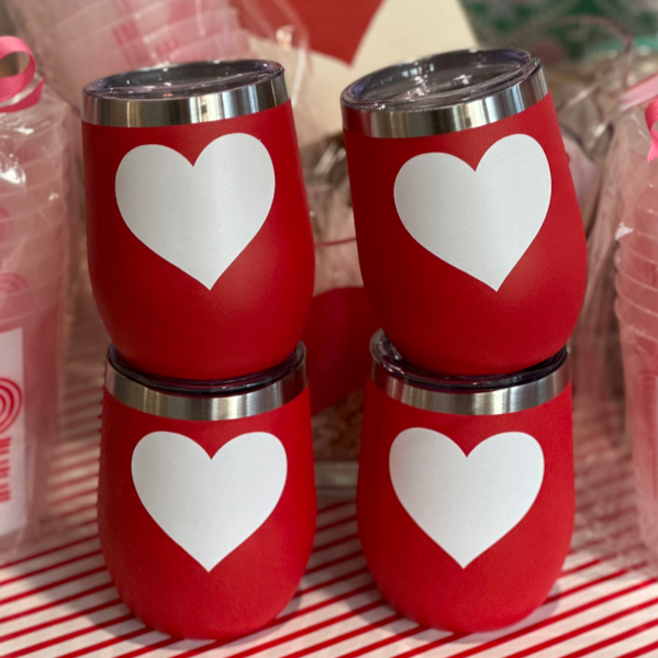 Insulated Tumbler Wine - Red with White Heart